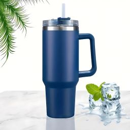 Tumbler with Handle and Straw Lid Water Bottle Travel Coffee Cup Hot &Cold Stainless Steel Tumbler-7