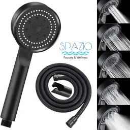 HS-2 ABS High Pressure Multi Flow Black Hand Shower Set With 1.5 Mtr Tube & Hook Handheld-picture-23