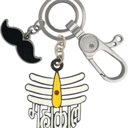 Lord Shiva Black and white Mahakal With Mustache Stylish Locking Lock Locking Carabiner-image-46