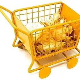 Platter Trolley for Table Cart Shape Platter Metal yellow Platter Tray Serving Set-19