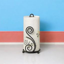 Black Metal Tissue Roll Holder Stand for Kitchen & Dining Table Iron Toilet Paper Holder-image-47