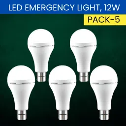 12W Rechargeable Inverter LED Bulb with Upto 4H.Power Cut Lighting Pack of_5Z453 4 hrs Bulb Emergency Light-27