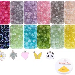 12 crackle charms glass beads-26