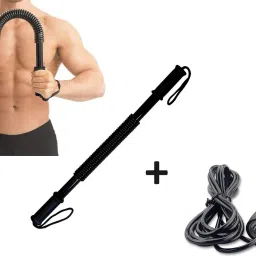 Combo of 20Kg Power Twister Bar with Skipping Rope Home Gym Kit Fitness Accessory Kit Kit-image-36