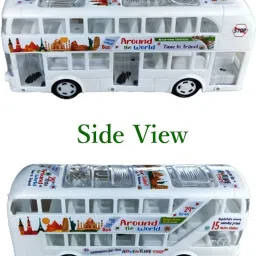 wasinat toys stores White Color Double Dacker Non Rechargeable Bus Toy for Kids image 4