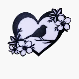 Decorative Heart Shape Sparrow Wooden Frame Wall Hanging Wood Plaque 18 inch 3D-picture-25