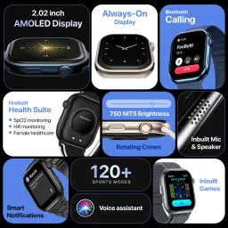 Fire-Boltt Brillia Pro 51.3mm (2.02) Largest AMOLED Display, Bluetooth Calling,Premium Look Smartwatch image 3