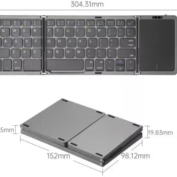 DITCAFOS Foldable Bluetooth Keyboard with Touchpad, Tri-Folding Wireless Mini Keyboard Wired USB, Wireless Handheld Multi-device Keyboard Compatible with Desktop, Laptop, Tablet, iPad, Mac multimedia_keys,Foldable Bluetooth Keyboard with Touchpad, Tri-Folding Wireless Mini Keyboard-24