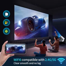 Omex Free Style Pro 720p Native 4K Support 3500LM Android WiFi6G BT 5.0 Zooming (3500 lm / 1 Speaker / Wireless / Remote Controller) Portable Projector image 2