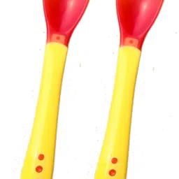 Silicone Tip Heat Sensitive Silicone Spoons | Temperature Sensing Spoons | Fork Set - Pack of 2 (Yellow)- Silicone-35