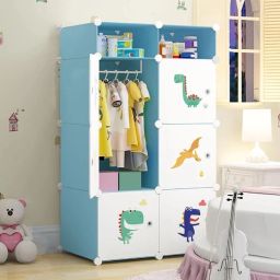 6-Door 8-Shelf Plastic kids Collapsible Cupboard Cloth stand, kids wardrobe PC Collapsible Wardrobe-image-80