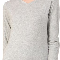 ap'pulse Women Solid V Neck Pure Cotton Grey T-Shirt-picture-7