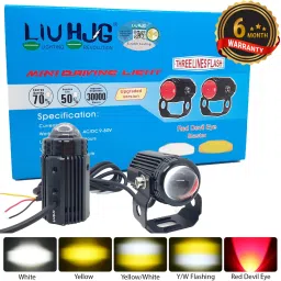 Mini Drive V3 Devil LED Fog Light Yellow & White Flashing Red DRL Fog Lamp Motorbike, Car, Van, Truck LED (9 V, 40 W)-26