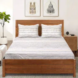 saral home Grey Abstract 200 TC Microfiber Queen Bedsheet with 2 Pillow Covers-picture-8
