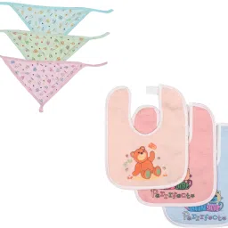 DAILY USE COTTON REUSABLE BIBS AND NAPPY COMBO (PACK OF 6) (Multicolor)-picture-0