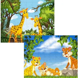 fiddlys Wooden Jigsaw Puzzles for Kids & Children Age 6+ Animal World (Tiger + Giraffe)-picture-16
