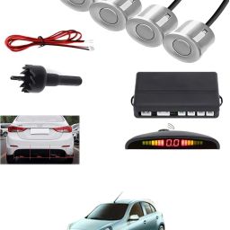 4Silver Parking Sensor With LED Display Increased Safety For Car-208 Universal 4 Silver Reverse Parking Sensor With LED Display For Cars-208 Parking Sensor-image-96