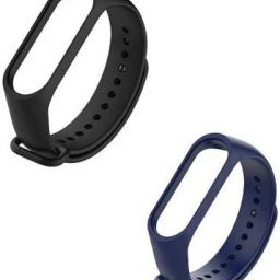 TECHNUV Soft Silicon Replacement Band Strap Band 3 & 4 (Navy Blue & Black) Smart Band Strap-10