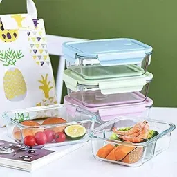 Glass Lunch Box with Leak Proof Airtight lid Meal Prep Serving Food Containers 3 Containers Lunch Box-picture-23