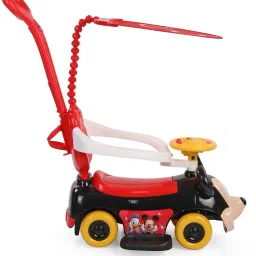disney Mickey Ride-On Push Car | Mickey Face Shape | Imported Premium Quality | Red & Black Colour Car Non Battery Operated Ride On image 3