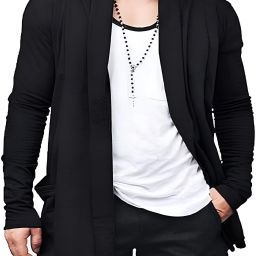 Men Asymmetric Full Sleeve Black Shrug-image-82
