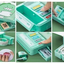 dhyeycollection KBX-7069-Dino Multifunctional Button Operated Unicorn Box with Pen Stand in-Built Push Button Art Plastic Pencil Box image 2