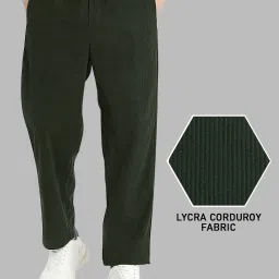 Men Self Design Dark Green Track Pants-image-93