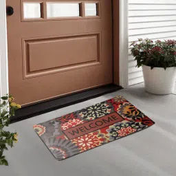 fabinaliv Brown Floral Polyester 24x16 Inches AntiSkid Door Mat-picture-6
