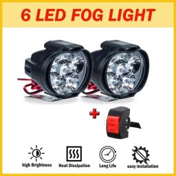 6 LED Fog Light With Switch Fog Lamp Motorbike LED for Bajaj, TVS, KTM, Hero, Honda, Mahindra, Royal Enfield (12 V, 18 W)-14