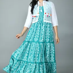 Graphic Print Rayon Blend Stitched Anarkali Gown-image-7