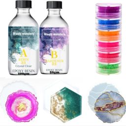 Resin Coaster Making kit with 150Gm Crystals Clears Resin-10
