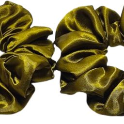 TASU Premium Silk Satin Scrunchies (Pack of 2) Rubber Band (Medium, Olive Green) Rubber Band-image-35