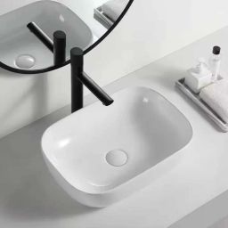 Premium Ceramic Wash basin Counter top basin 18x13x5 inch white Table Top Basin-image-18