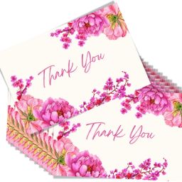 Thank You Card, Pink Flowers Greeting Card-39