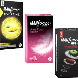 Pineapple, Bubblegum And Double Apple Flavoured Dotted Condom-image-80
