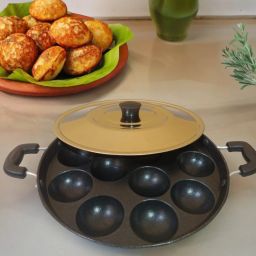 Appam Patra/Maker Hammer-Tone Coating Paniarakkal with Lid_73 Paniarakkal with Lid 1 L capacity 24 cm diameter-image-99