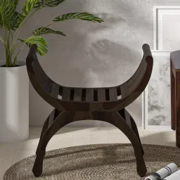 amberville from pepperfry Bramley Sheesham Wood Seating Stool In Walnut Finish-picture-43