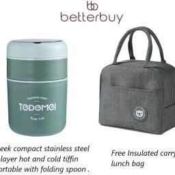 Sleek Portable Insulated 2 Containers Lunch Box-image-45