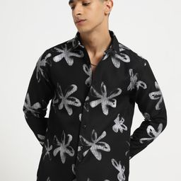 Banana Club Abstract Printed Spread Collar Regular Fit Dobby Casual Shirt-image-59