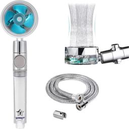 Fan Hand Shower 360 Turbo High Pressure Set with Hose Pipe & Huck For Bathroom Handheld-image-23