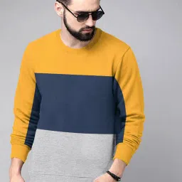 Men Full Sleeve Color Block Sweatshirt-image-1