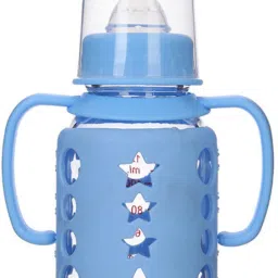 Glass Feeding Bottle With Handle. Baby Milk Feeding Bottle With Silicone Teat. - 150 ml-image-10