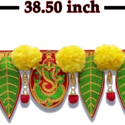 agenzia exim Ganesh pan Toran With Artificial Yellow Marigold Flower Door Toran.(Pack Of 1) Toran image 4