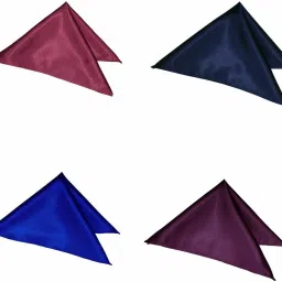 Qtsy Multicolor Pack Of 4 Satin Solid Satin Blend Pocket Square-image-1