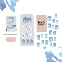 LICK Set Of 30 Reusable Artificial Press On Nails - Baby Blue image 4
