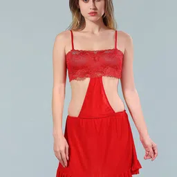 Be You Red Net Baby Doll-image-90