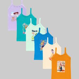 CAREPLUS Girls Pack Of 6 Printed Pure Cotton Camisoles-image-100