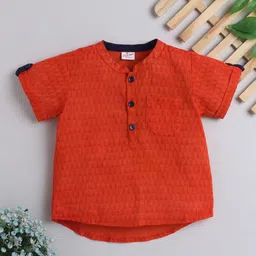 The Magic Wand Boys Red Thread Work Summer Sheers Dobby Kurta-picture-49