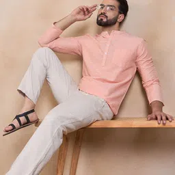Anouk Woven Design Mandarin Collar Pure Cotton Kurta-33