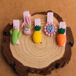 Jewelz Girls Pink & Green Set of 5 Bobby Pins-16